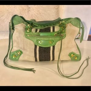 Balenciaga Classic gold city. Silk& vegetable leat